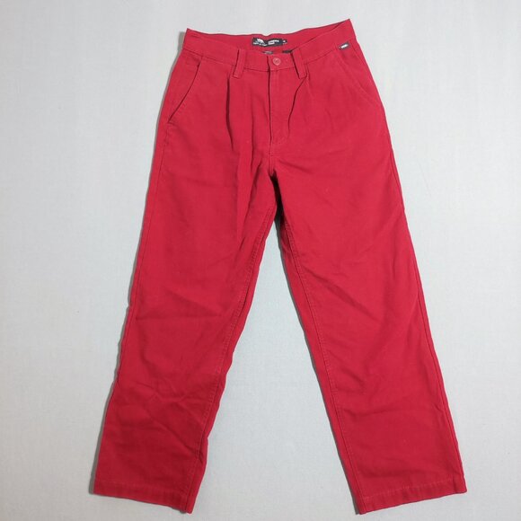 Vans Knost la Curren Authentic Chino pants men's youth size 26 red loose fit - Picture 1 of 14